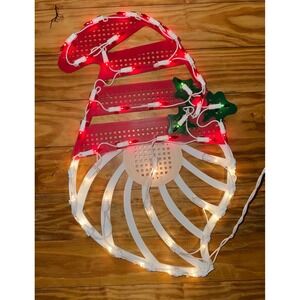 Northlight Lighted‎ Santa Hat & Beard Christmas Window Silhouette Plug-In gnome